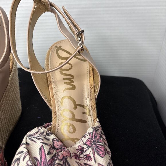 SAM EDELMAN Aubrey Floral Espadrille Ankle Strap Open Toe Sandals Shoes Size 9.5 - Picture 7 of 12
